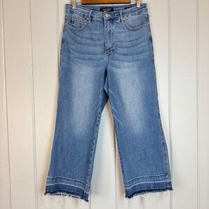 Judy Blue Wide Leg Cropped Jeans Size 13 / 31 Blue Frayed Hem JB88875- MD-CO